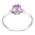 Miadora 10k White Gold Amethyst and Diamond Accent Ring (G-H, I2-I3)