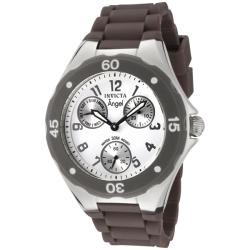 Invicta Women's 'Angel' White Dial Brown Silicon Watch