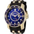 Invicta Men's 'Pro Diver' Black and 18k Goldplated GMT Watch