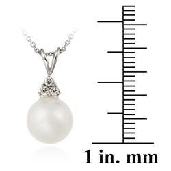 Sterling Silver Cubic Zirconia White Faux Pearl Necklace