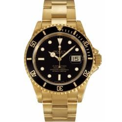 Pre-owned Rolex Men's Submariner Date 18K Gold Black Dial Watch