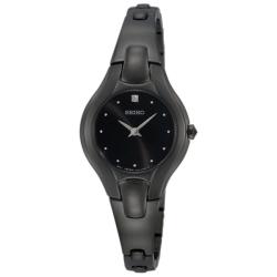 Seiko Women's 'Diamond' Black Ion Plated Steel Quartz Watch