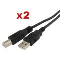 10-foot 2.0 Type A to Type B Black USB Cable (Pack of 2)