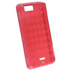 Clear Red Argyle TPU Case/ Screen Protector for Motorola MB810 Droid X