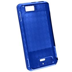 Dark Blue Argyle TPU Case/ Screen Protector for Motorola MB810 Droid X