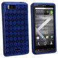 Clear Dark Blue Argyle TPU Rubber Case for Motorola MB810 Droid X