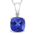 10k White Gold Created Sapphire and Diamond Accent Necklace