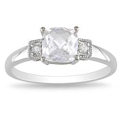 Miadora 10k White Gold Created White Sapphire and Diamond Accent Ring