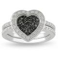 Sterling Silver 3/8ct TDW Black and White Diamond Ring Set (G-H, I3)