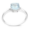 10K White Gold Blue Topaz and Diamond Accent Ring