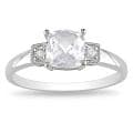 10k White Gold Created White Sapphire and Diamond Accent Ring