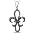 Miadora Sterling Silver 1/4ct TDW Black Diamond Fleur de Lis Necklace