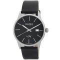 Haurex Italy Men's Leaf Black Dial Leather Strap Watch