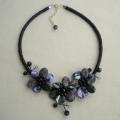Labradorite and Mother of Pearl Triple Floral Necklace (Thailand)