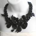 Black Agate and Onyx Floral Bouquet Necklace (Thailand)