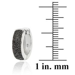 Sterling Silver Black Diamond Accent Mini Hoop Earrings