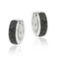 Sterling Silver Black Diamond Accent Mini Hoop Earrings