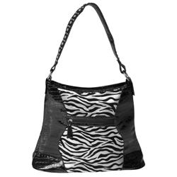 Sofia Bellini Women's Flocked Zebra Print Rhinestone Detail Tote Bag