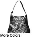 Sofia Bellini Women's Flocked Zebra Print Rhinestone Detail Tote Bag