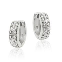 Sterling Silver Diamond Accent Mini Hoop Earrings