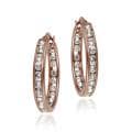 Icz Stonez Rose Gold over Sterling Silver Cubic Zirconia Hoop Earrings