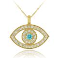 Icz Stonez 18k Gold over Sterling Silver Blue Cubic Zirconia Evil Eye Necklace