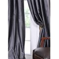 Solid Faux Silk Taffeta Graphite 84-inch Curtain Panel