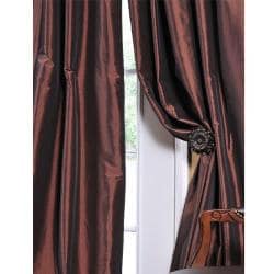 Solid Faux Silk Taffeta Rum Raisin 84-inch Curtain Panel