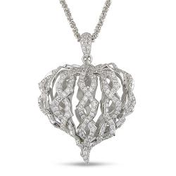 18k White Gold 1 2/5ct TDW Diamond Heart Necklace (G-H, SI1-SI2)