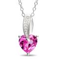 Sterling Silver Created Sapphire and Diamond Accent Necklace
