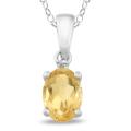 Sterling Silver Citrine and Diamond Necklace