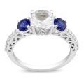 10k White Gold Created Sapphire and 1/6ct TDW Diamond Ring (G-H, I2-I3)