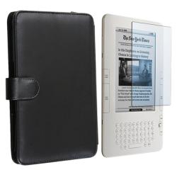 Leather Case/ Screen Protector for Amazon Kindle 3