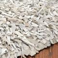 Handmade Metro Grey/ White Leather Shag Rug (6' Square)