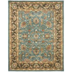 Handmade Heritage Blue/ Brown Wool Rug (6' x 9')