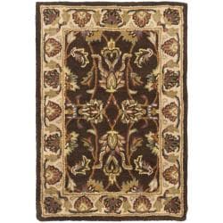 Handmade Heritage Treasure Brown/ Ivory Wool Rug (2' x 3')