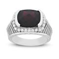 New York Gems Sterling Silver Garnet Miligrain Ring