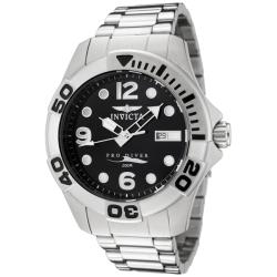 Invicta Men's 'Pro Diver' Black Dial Stainless Steel Watch
