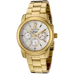 Invicta Women's 'Angel' White Pearlescent Dial 18k Goldplated Watch