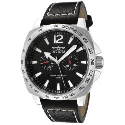 Invicta Men's 'Invicta II' Black Dial Black Leather Strap Watch
