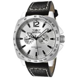 Invicta Men's 'Invicta II' Silver Dial Black Leather Strap Watch