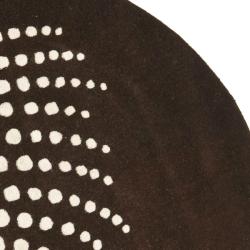 Handmade Soho Waves Brown New Zealand Wool Rug (6' Round)