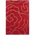 Handmade Soho Roses Red New Zealand Wool Rug (2' x 3')