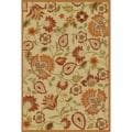 Handmade Blossom Paisley Beige Wool Rug (3' x 5')