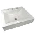 More information on a blog about porcelain Pair DeNovo Semi-recessed White Porcelain Topmount Sink with Widespread Setting