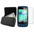 Black Horizontal Leather Case/ Screen Protector for LG LS670 Optimus S