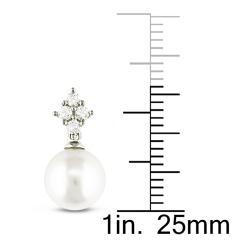 Sterling Silver Freshwater Pearl and Cubic Zirconia Earrings
