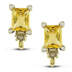14k Gold Citrine, Smokey Quartz and 1/10ct TDW Diamond Earrings (I-J, I2-I3)