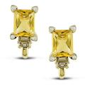 14k Gold Citrine, Smokey Quartz and 1/10ct TDW Diamond Earrings (I-J, I2-I3)