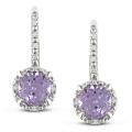 Sterling Silver Amethyst and Diamond Accent Earrings